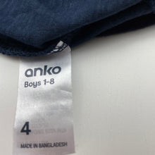 Load image into Gallery viewer, Boys Anko, embroidered navy cotton t-shirt / top, EUC, size 4,  