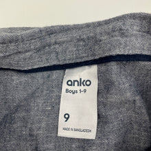 Load image into Gallery viewer, Boys Anko, linen/cotton short sleeve shirt, GUC, size 9,  