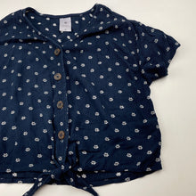 Load image into Gallery viewer, Girls Target, navy floral lightweight tie front top, GUC, size 7,  
