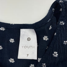 Load image into Gallery viewer, Girls Target, navy floral lightweight tie front top, GUC, size 7,  