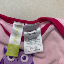 Load image into Gallery viewer, Girls Dymples, cotton bodysuit / romper, owl, FUC, size 0000,  