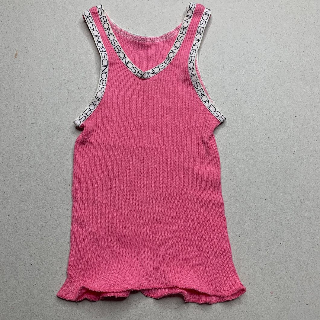 Girls Bonds, pink ribbed cotton singlet top, GUC, size 00,  