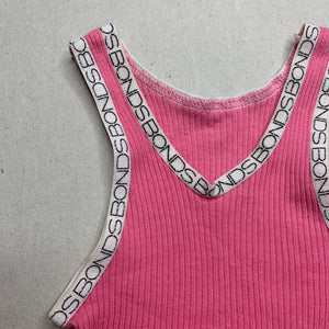 Girls Bonds, pink ribbed cotton singlet top, GUC, size 00,  