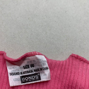 Girls Bonds, pink ribbed cotton singlet top, GUC, size 00,  