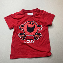 Load image into Gallery viewer, Boys Target, Mr Men Mr Loud red t-shirt / top, GUC, size 1,  