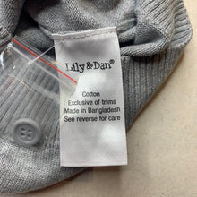 Load image into Gallery viewer, unisex Lily &amp; Dan, grey knitted cotton cardigan / sweater, EUC, size 1,  