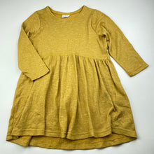 Load image into Gallery viewer, Girls Cotton On, mustard lightweight stretchy long sleeve dress, GUC, size 3, L: 53cm