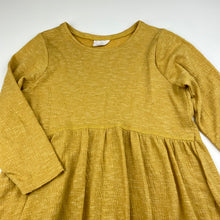 Load image into Gallery viewer, Girls Cotton On, mustard lightweight stretchy long sleeve dress, GUC, size 3, L: 53cm