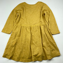 Load image into Gallery viewer, Girls Cotton On, mustard lightweight stretchy long sleeve dress, GUC, size 3, L: 53cm