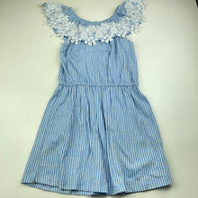 Load image into Gallery viewer, Girls Milkshake, lace trim striped cotton dress, EUC, size 6, L: 63cm