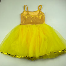 Load image into Gallery viewer, Girls A WISH COME TRUE, gold &amp; yellow tutu leotard dress, EUC, size 6-7, L: 53cm
