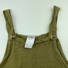 Load image into Gallery viewer, Girls Anko, khaki linen blend overalls / shortalls, FUC, size 6,  