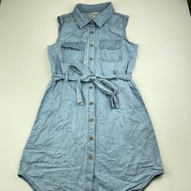 Girls Anko, chambray cotton casual shirt dress, FUC, size 10, L: 66cm