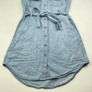 Girls Anko, chambray cotton casual shirt dress, FUC, size 10, L: 66cm