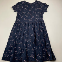 Load image into Gallery viewer, Girls Anko, navy cotton casual dress, unicorns, GUC, size 7, L: 63cm
