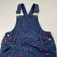 Load image into Gallery viewer, Girls Bopster &amp; Mini, floral denim overalls dress, GUC, size 5, L: 54cm