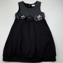 Load image into Gallery viewer, Girls Origami, black &amp; grey party dress, sequins, EUC, size 5, L: 59cm