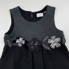 Load image into Gallery viewer, Girls Origami, black &amp; grey party dress, sequins, EUC, size 5, L: 59cm