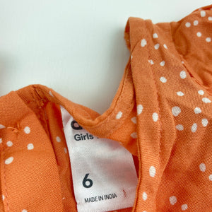 Girls Anko, orange lightweight casual dress, EUC, size 6, L: 60cm