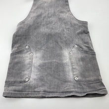 Load image into Gallery viewer, Girls 1964 Denim Co, grey stretch denim overalls dress, FUC, size 6, L: 56cm