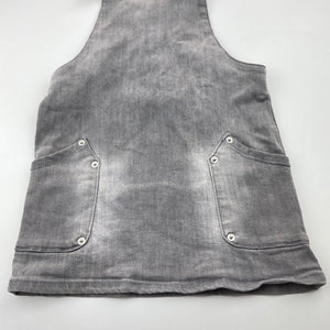 Girls 1964 Denim Co, grey stretch denim overalls dress, FUC, size 6, L: 56cm