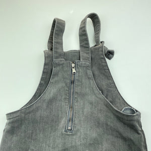 Girls 1964 Denim Co, grey stretch denim overalls dress, FUC, size 6, L: 56cm