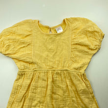 Load image into Gallery viewer, Girls Mango, yellow crinkle cotton dress, EUC, size 6, L: 62cm