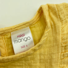 Load image into Gallery viewer, Girls Mango, yellow crinkle cotton dress, EUC, size 6, L: 62cm