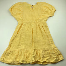 Load image into Gallery viewer, Girls Mango, yellow crinkle cotton dress, EUC, size 6, L: 62cm
