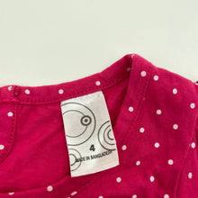 Load image into Gallery viewer, Girls Target, pink &amp; white spot cotton dress, FUC, size 4, L: 56cm