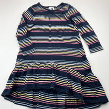 Load image into Gallery viewer, Girls Cotton On, navy stripe cotton casual dress, GUC, size 4, L: 54cm at front