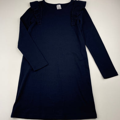 Girls Target, navy stretchy long sleeve dress, EUC, size 7, L: 68cm