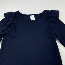 Load image into Gallery viewer, Girls Target, navy stretchy long sleeve dress, EUC, size 7, L: 68cm