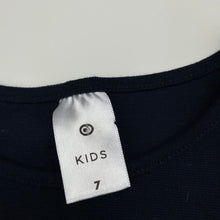 Load image into Gallery viewer, Girls Target, navy stretchy long sleeve dress, EUC, size 7, L: 68cm