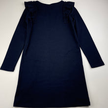 Load image into Gallery viewer, Girls Target, navy stretchy long sleeve dress, EUC, size 7, L: 68cm
