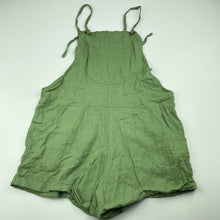 Load image into Gallery viewer, Girls Mango, green linen blend overalls / shortalls, GUC, size 8,  