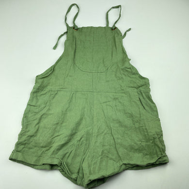 Girls Mango, green linen blend overalls / shortalls, GUC, size 8,  