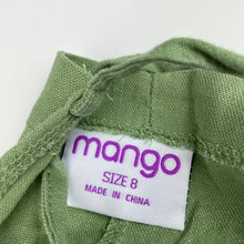 Load image into Gallery viewer, Girls Mango, green linen blend overalls / shortalls, GUC, size 8,  