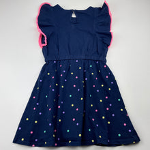 Load image into Gallery viewer, Girls DreamWorks, Trolls navy stretch cotton dress, GUC, size 5, L: 56cm
