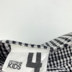 Girls Cotton On, black & white check casual dress, EUC, size 4, L: 56cm