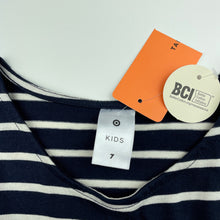 Load image into Gallery viewer, Girls Target, navy stripe soft cotton dress, NEW, size 7, L: 70cm