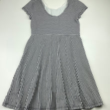Load image into Gallery viewer, Girls Target, stretchy black &amp; white stripe casual dress, GUC, size 10, L: 70cm