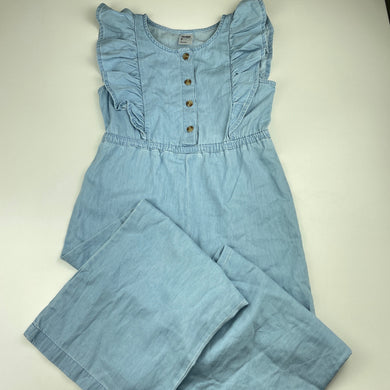 Girls Anko, chambray cotton ruffle jumpsuit, EUC, size 7,  