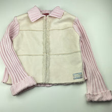 Load image into Gallery viewer, Girls Guess, knitted cotton and faux suede sweater / jacket, FUC, size 6,  