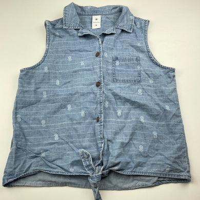 Girls Target, chambray cotton tie front shirt / top, GUC, size 12,  