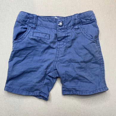 Boys Target, blue cotton shorts, adjustable, FUC, size 000,  