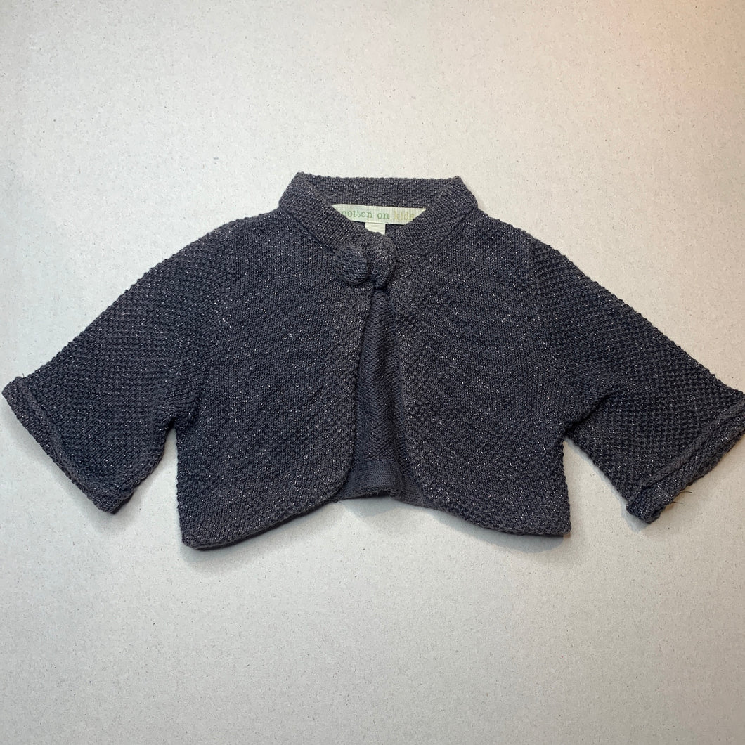 Girls Cotton On, grey metallic knitted bolero cardigan, FUC, size 1-2,  