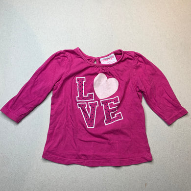Girls Mango, pink cotton long sleeve top, GUC, size 1,  