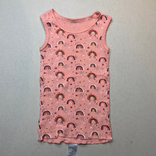 Load image into Gallery viewer, Girls Big Softies, pink cotton singlet top, rainbows, GUC, size 0,  