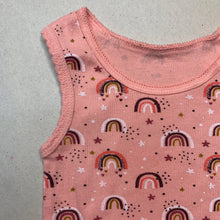 Load image into Gallery viewer, Girls Big Softies, pink cotton singlet top, rainbows, GUC, size 0,  
